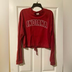 PINK Indiana University long sleeve with tie at the bottom. Size large.